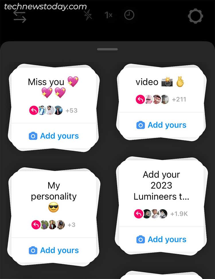 from the various Add Yours pick any one
