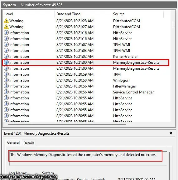 highlighted-memory-test-results
