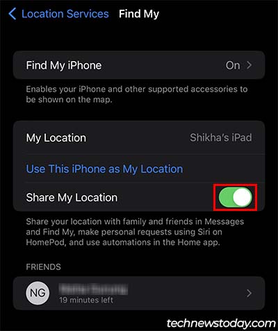 ios enable share my location