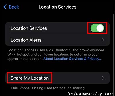 ios share my location
