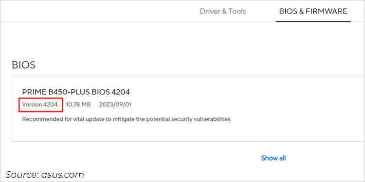 latest bios version asus prime