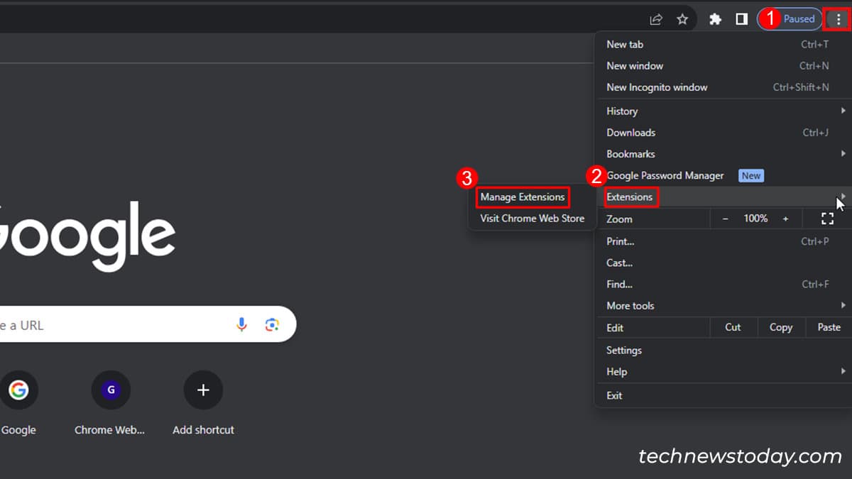 manage Extensions Google Chrome