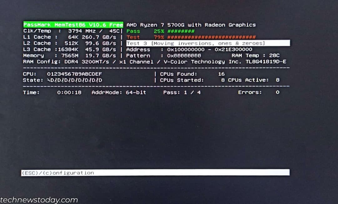 memory test in process memtest86