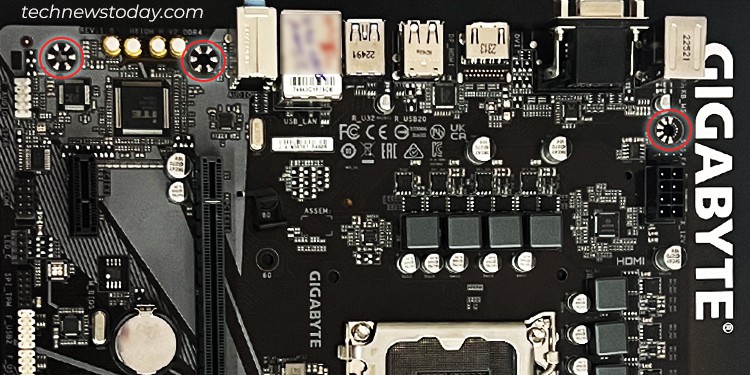 How to Determine If Your Motherboard Fits Your PC Case 6 mounting-holes-in-motherboard