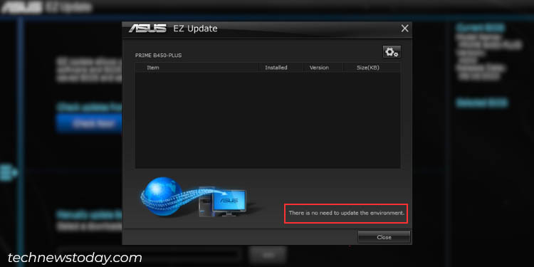 no need to update bios asus ez update
