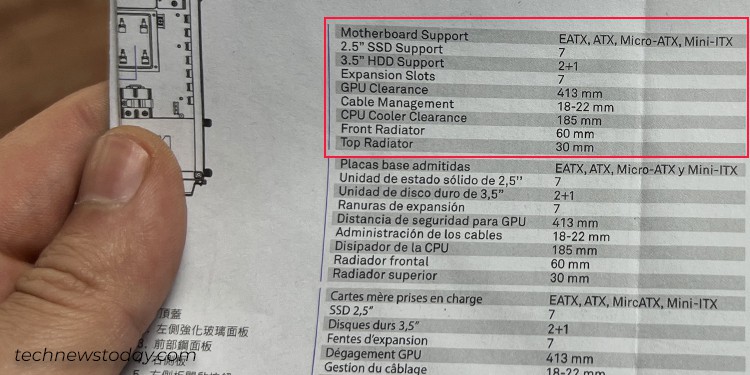 How to Determine the Right Radiator Support for Your Case 1 pc-case-specs-in-manual