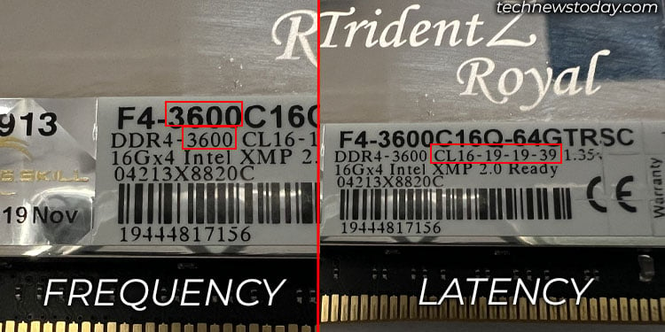 ram frequency and latency label on ram stick