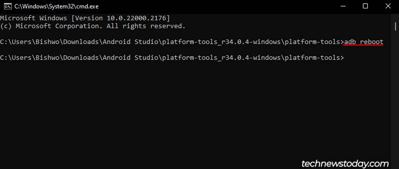 reboot phone with adb command