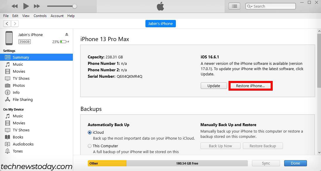 restore iphone