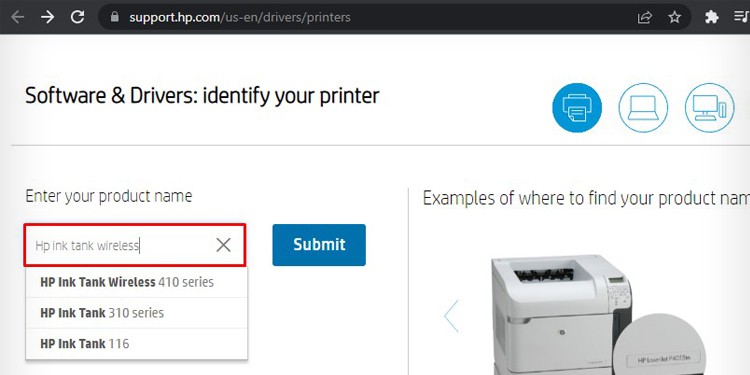 How to Fix Your Printer That Keeps Going Offline 17 searching-printer-name-in-hp-driver-website