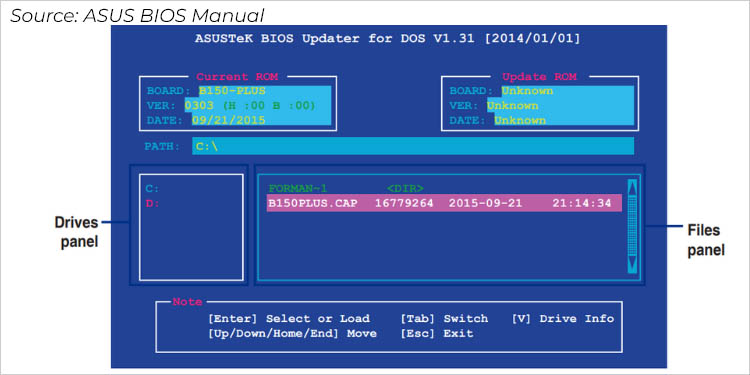 ASUS BIOS Update: 5 Easy Ways 39 selecting bios file in dos environment text mode asus