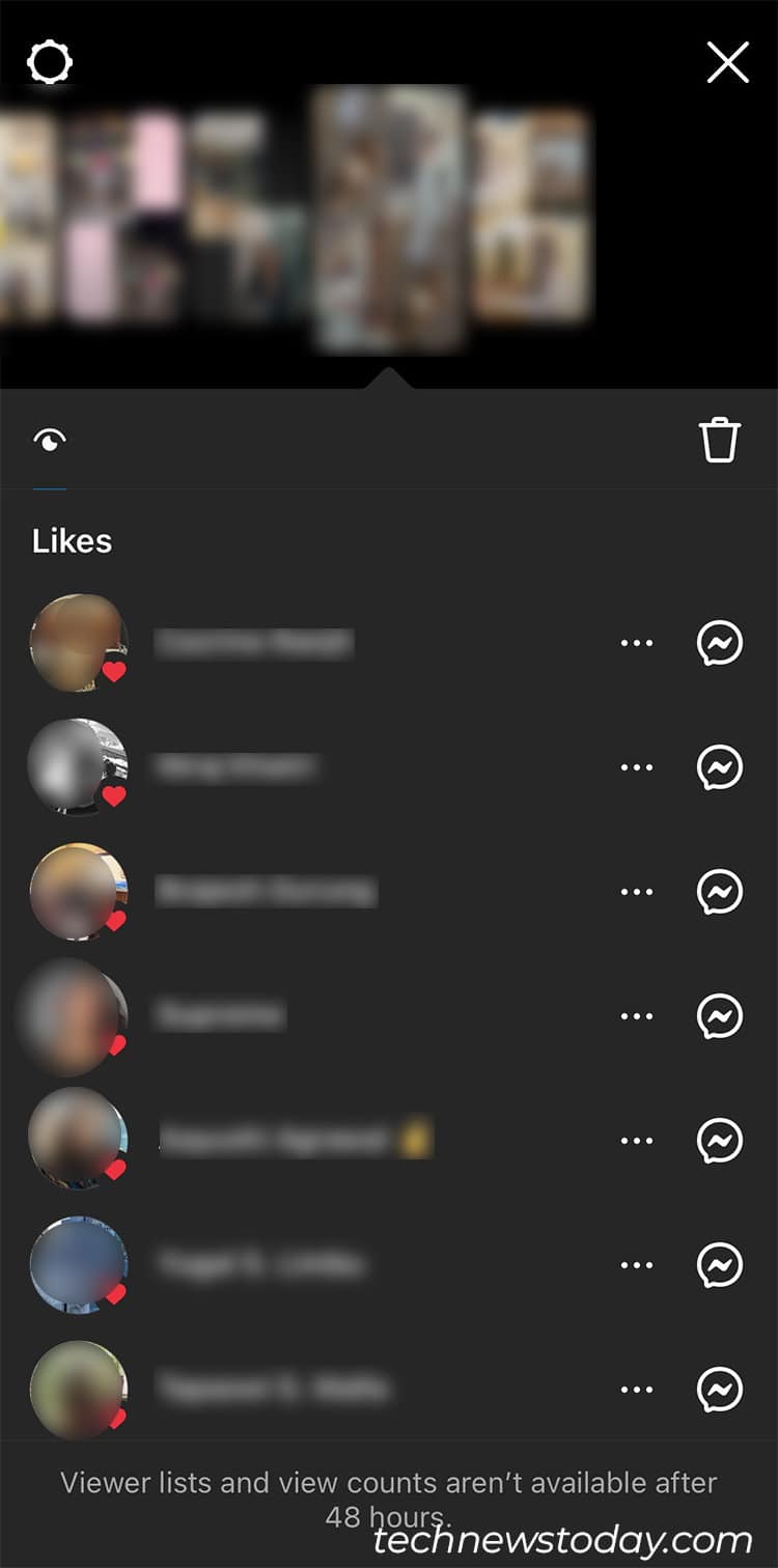 tap on the Activity icon or Swipe up from the bottom to see Viewers