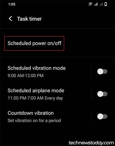 tap scheduled power on off