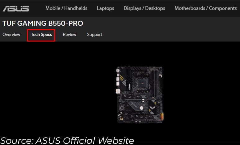 tech specs in memory specification