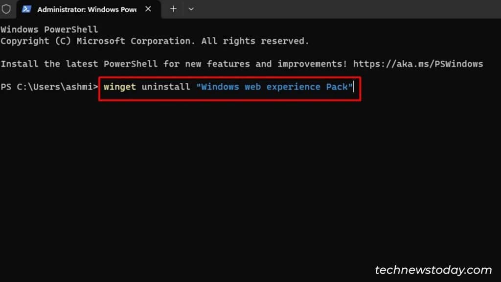 uninstall-windows-web-experience-pack