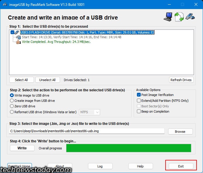 write complete memtest86