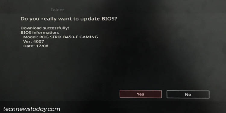 yes to update bios via internet asus