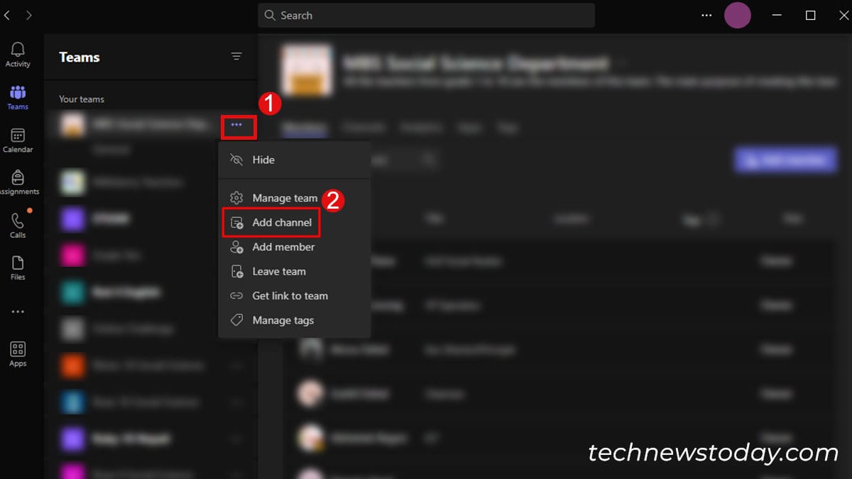 Add Channel in Teams