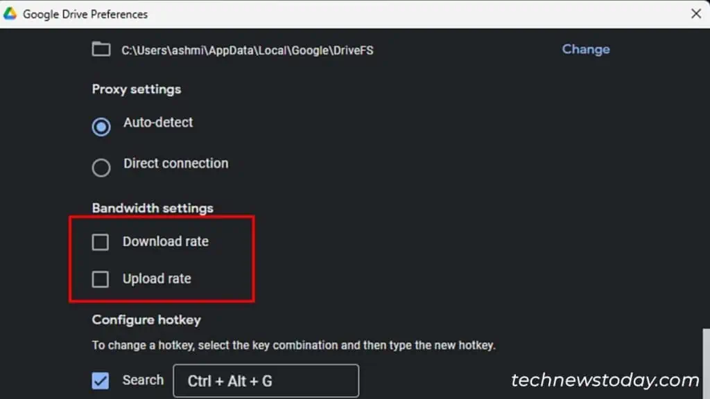 Drive for Desktop Not Working? 9 Ways to Fix it 13 Bandwidth-Settings-1024x576