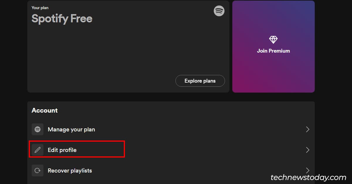 Choose Edit profile