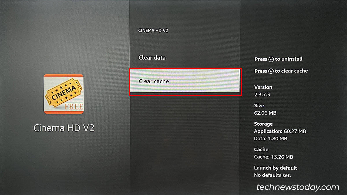 Clear Cache on Cinema HD