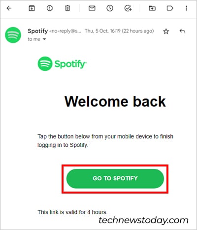 Click on Go To Spotify button