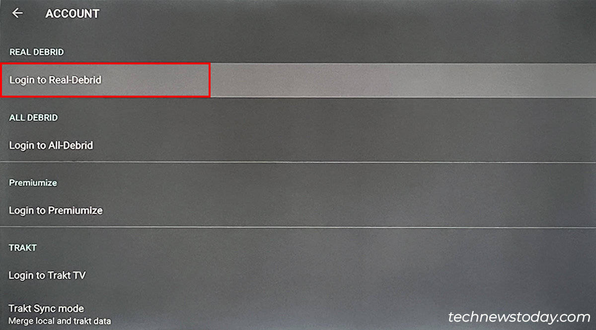 Choose Log-in to Real Debrid