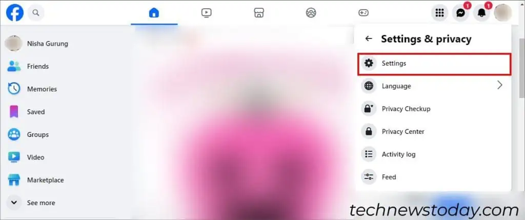 Fix Facebook Marketplace Not Working: 9 Ways 17 Click-on-Settings-Privacy-Settings-1024x429