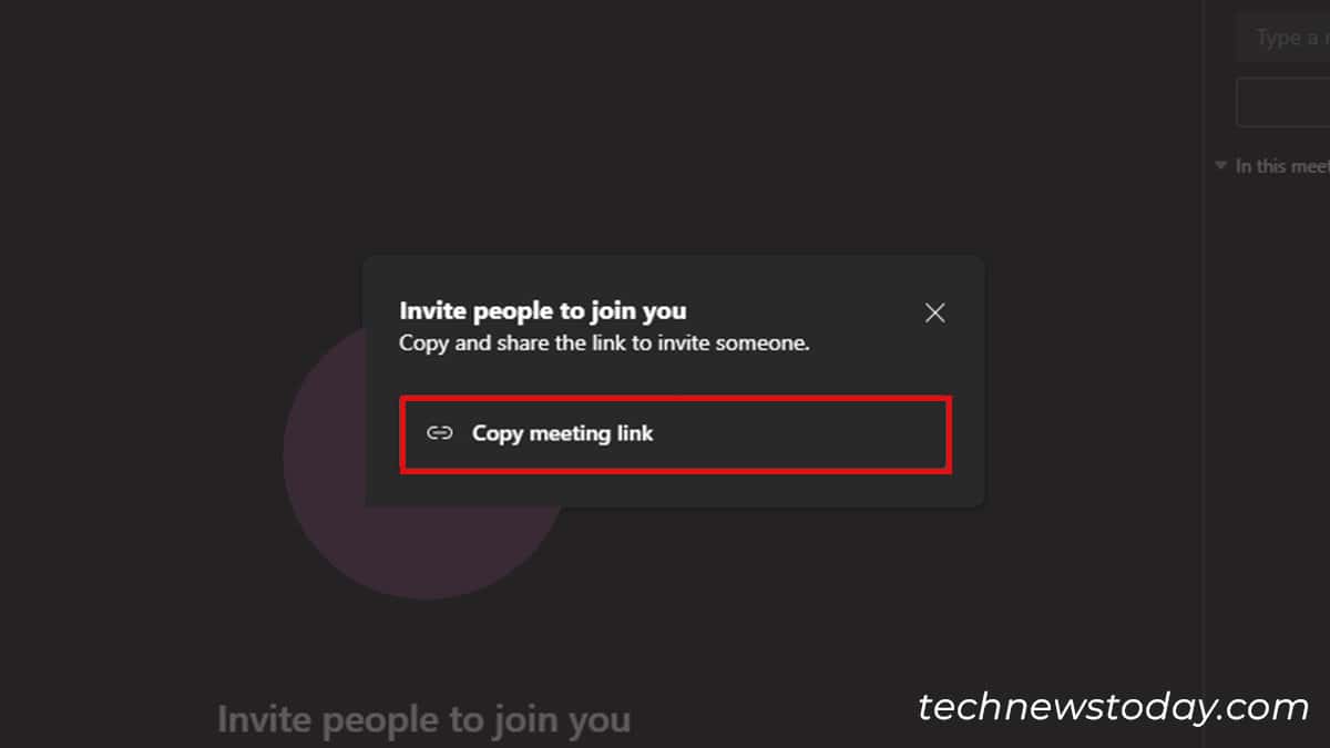 Copy Meeting link Teams