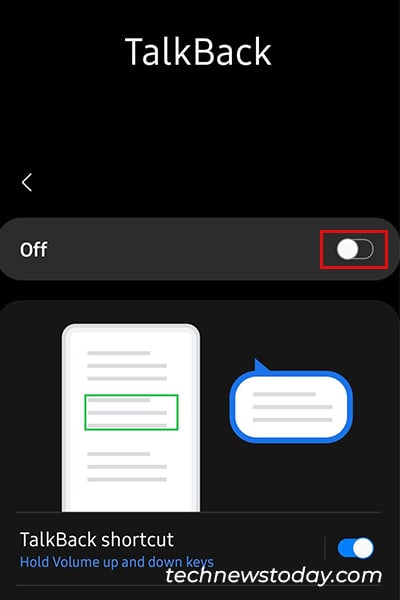Disable talkback