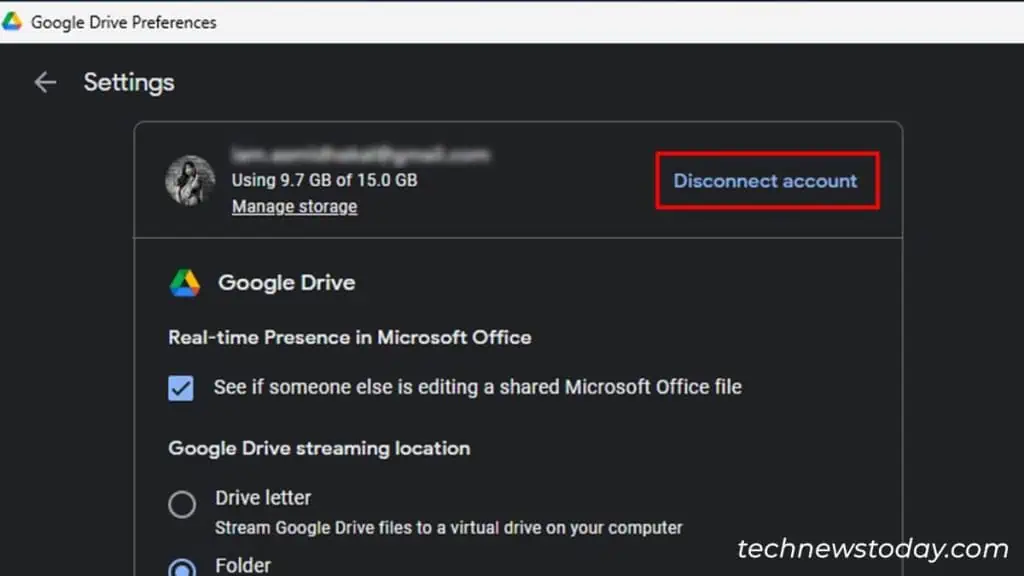 Drive for Desktop Not Working? 9 Ways to Fix it 9 Disconnect-account-from-Drive-for-Desktop-1024x576