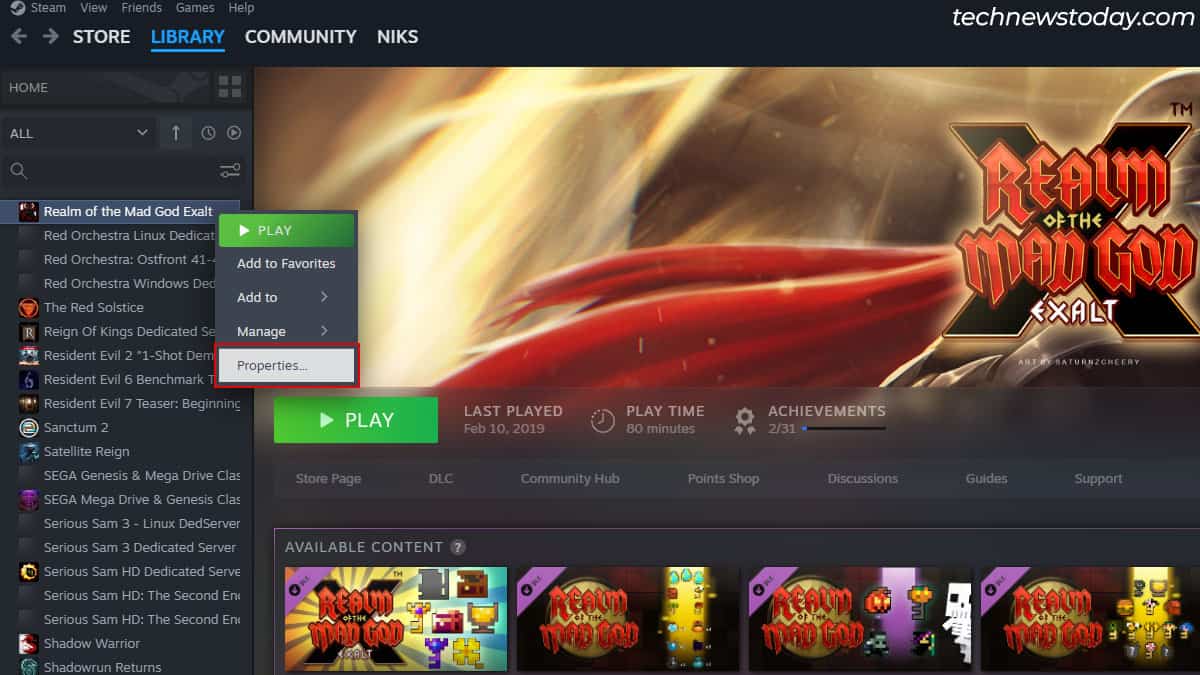 Games-properties