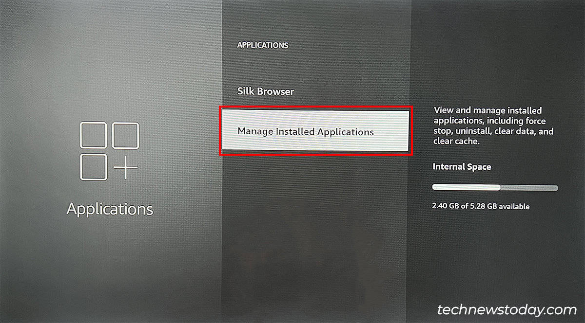 Go to Applications - Manage Installed Applications