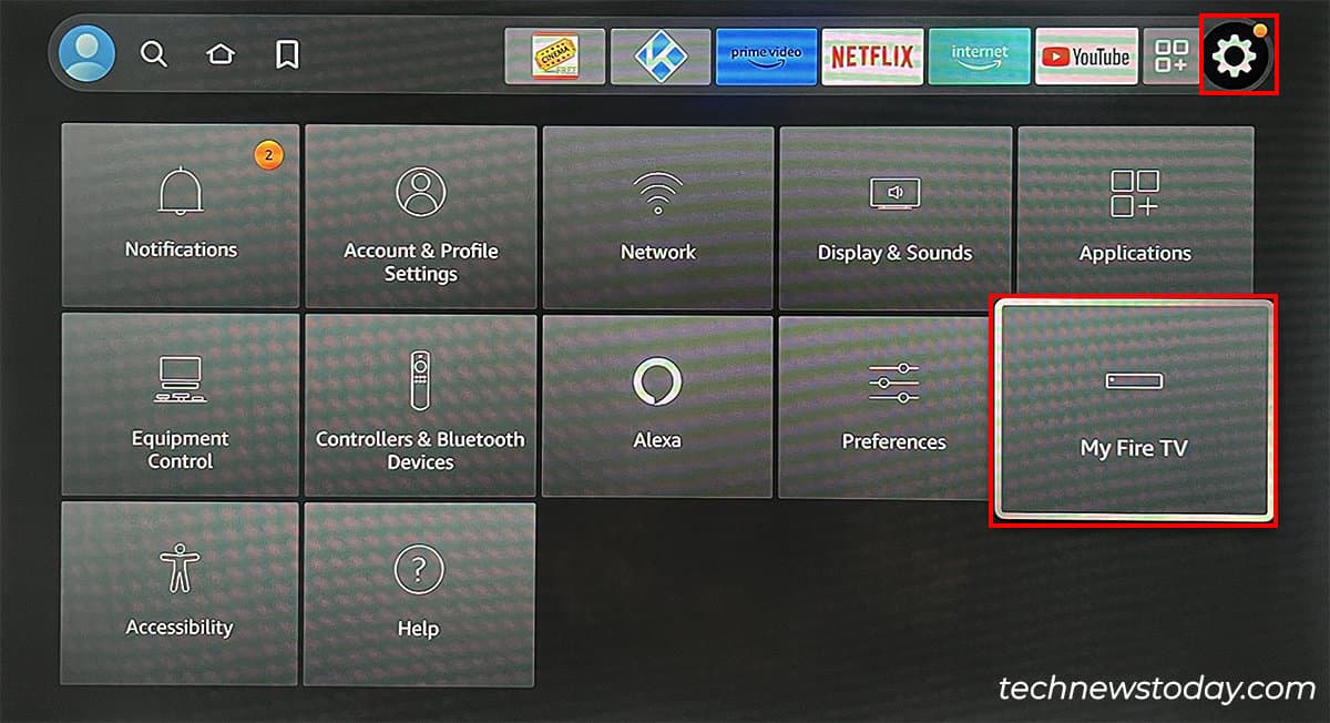 Head to Settings and click on My Fire TV