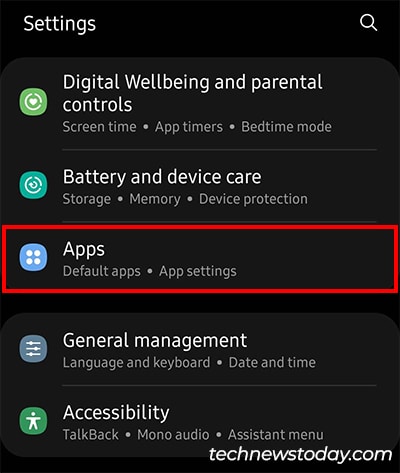 Open Settings-Apps