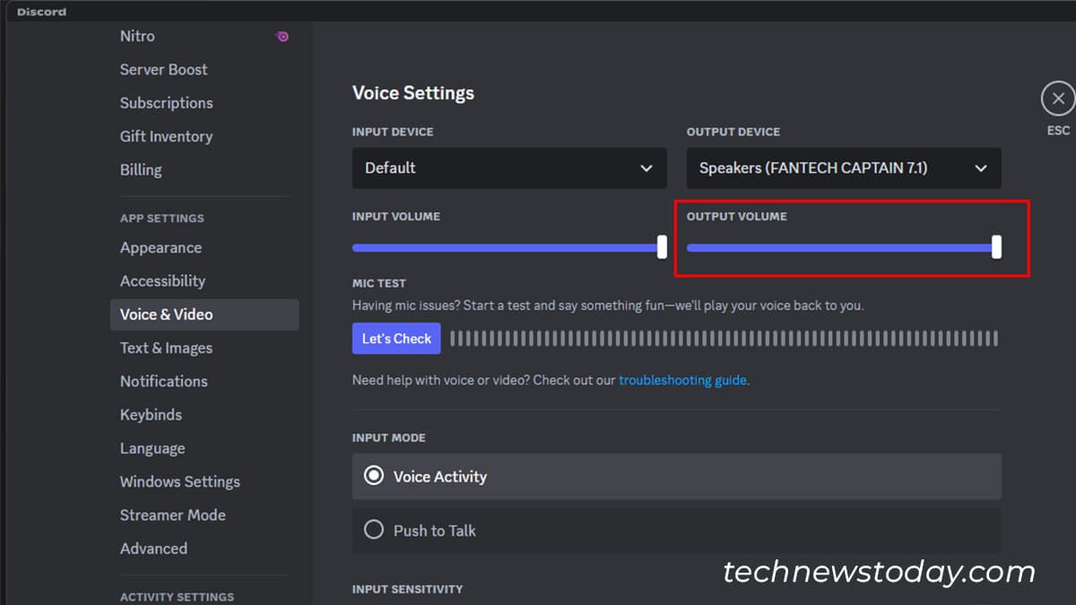 Output Volume Discord