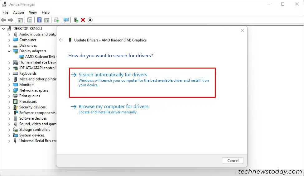 6 Ways To Fix Windows 11 Keeps Restarting 9 Search-Automatically-for-Drivers-1