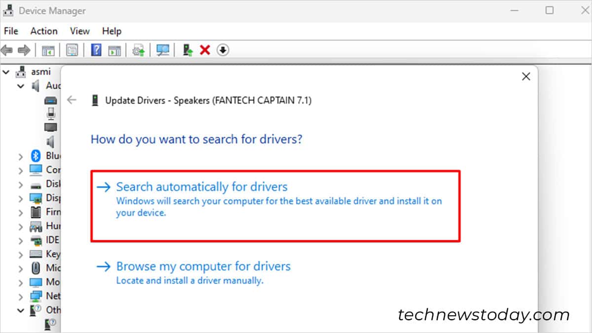 Search automatically for drivers
