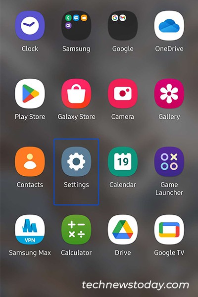 Select Settings Android