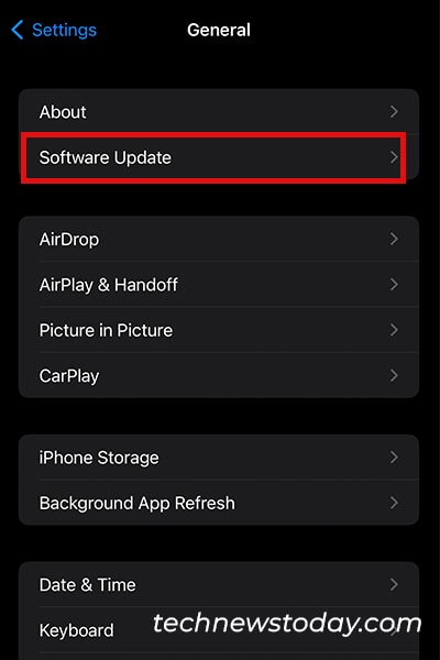 Software update iPhone