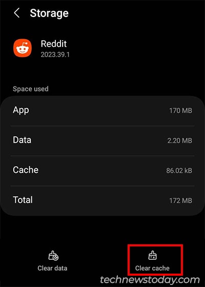 Tap Clear Cache