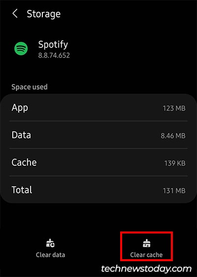 Tap on Clear Cache
