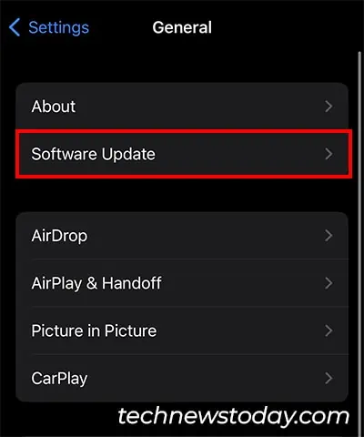 Tap-on-General-Software-Update