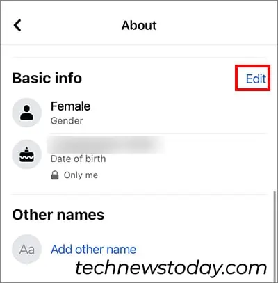 Fix Facebook Marketplace Not Working: 9 Ways 15 Under-Basic-Info-tap-on-the-Edit-button
