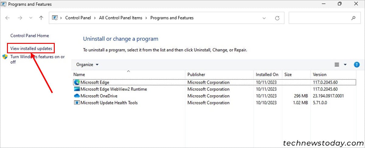 View-installed-updates