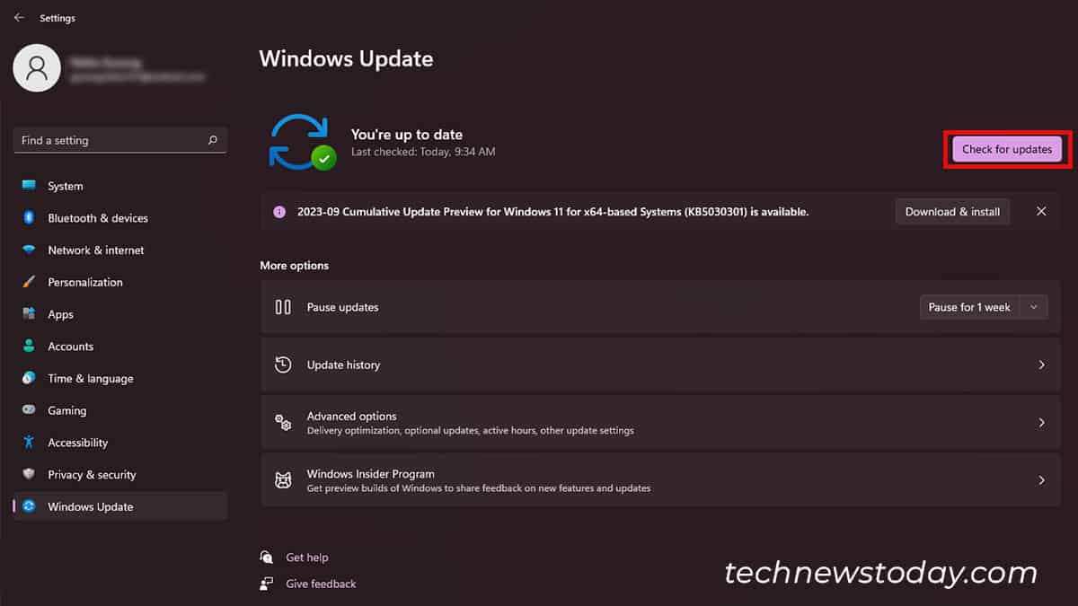 Windows Check for updates