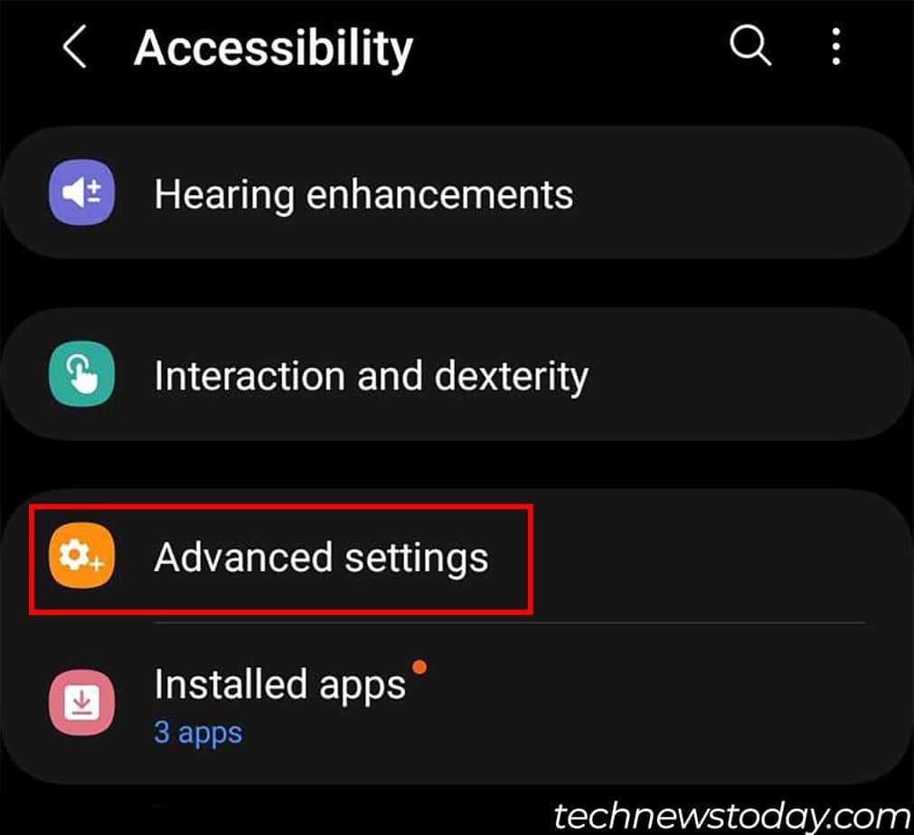 accessibility advanced setting