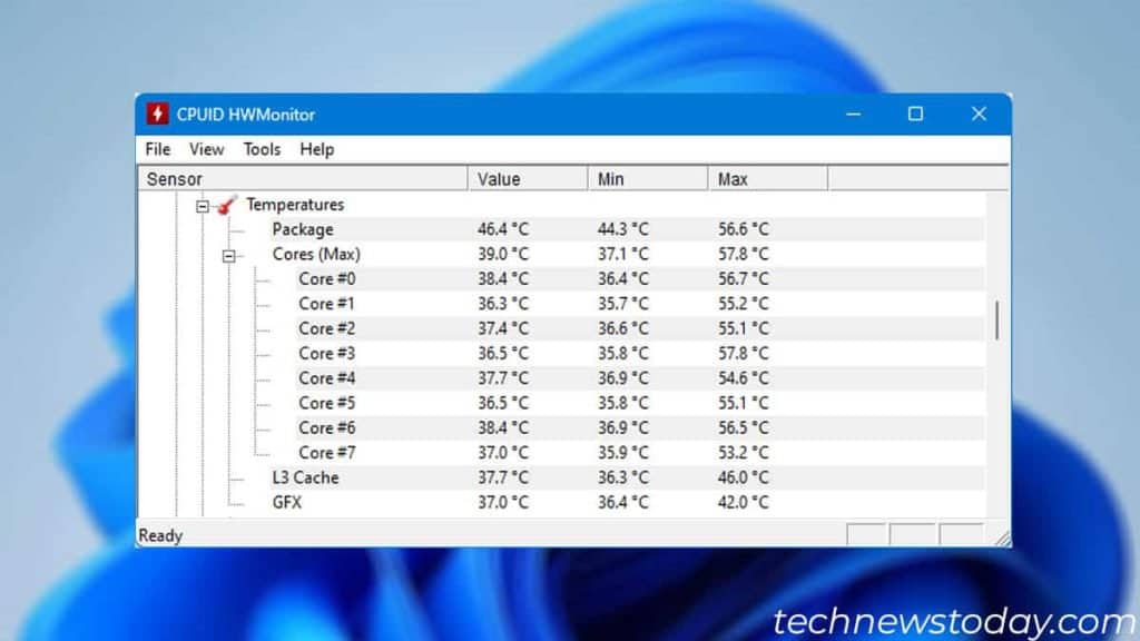 How to Check CPU Temp in Windows 11? 6 all cores package and gfx temperature