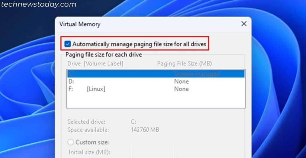 Why Is My Windows 11 Slow? How to Fix It 6 automatically-manage-paging-file-virtual-memory