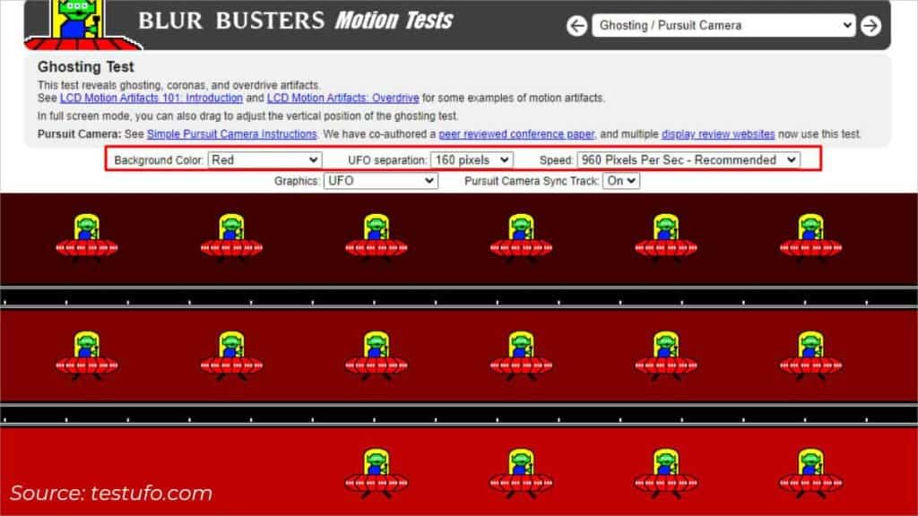 What Is Monitor Ghosting? Causes and Fixes 5 background color ufo separation speed in testufo